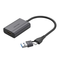 Переходник USB-C + USB-A to HDMI M 0.15m gray Vention (ACYHB)