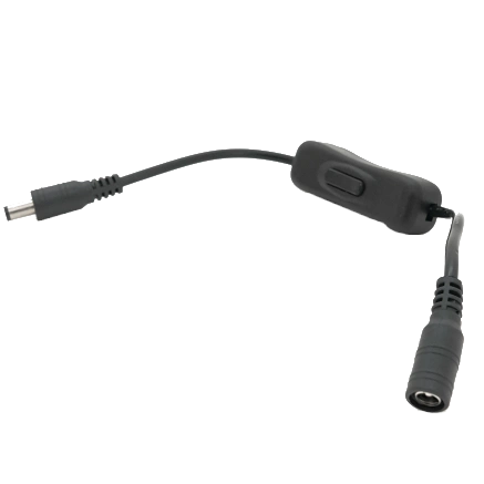 Подовжувач живлення з вимикачем DC-F => DC-M (D 5,5x2,5мм) Black