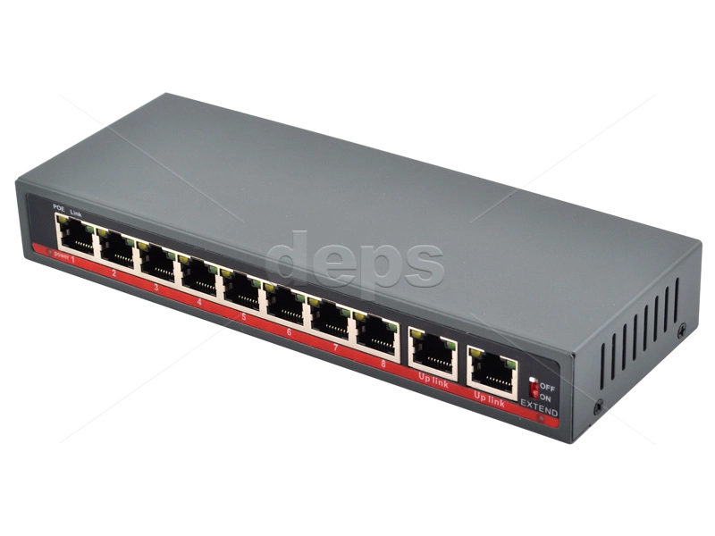 POE CCTV коммутатор FoxGate S5808P-E2 (EXT. PS: 52V/2.9A) [FE: 8 x POE + 2 x RJ-45]