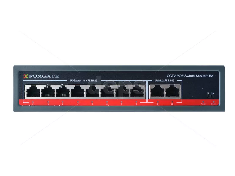 POE CCTV комутатор FoxGate S5808P-E2 (T) [FE: 8 x POE + 2 x RJ-45]
