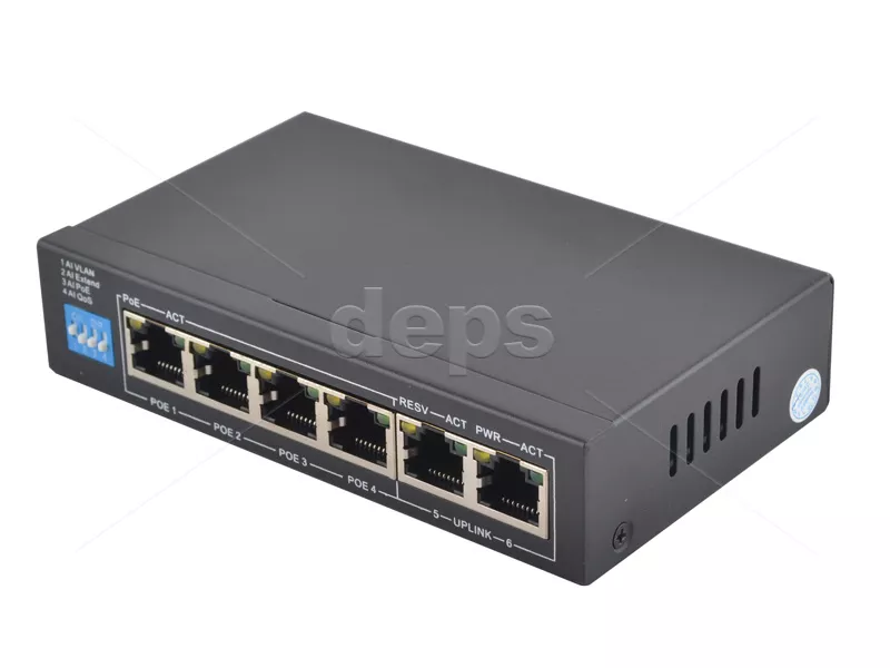 POE Watchdog коммутатор FoxGate S6004-E2-AI POE (60W) [FE: 4 x POE + 2 x RJ-45]