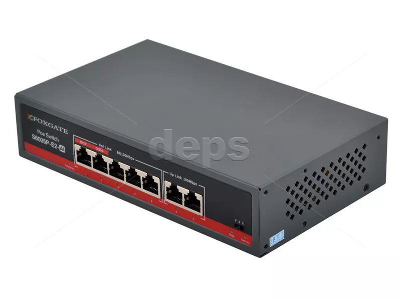 POE Watchdog комутатор FoxGate S5805P-E2-AI [FE: 5 x POE + 2 x RJ-45]