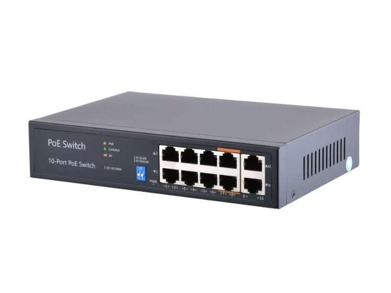 POE Watchdog комутатор FoxGate S6008P-E2-AI-BT (96W) [FE: 8 x POE + 2 x RJ-45]