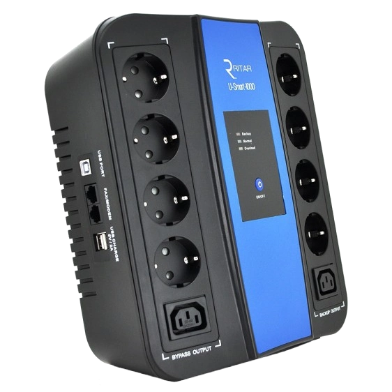 Ritar U-Smart-1000 600 Вт AVR 8xSCHUKO RJ45