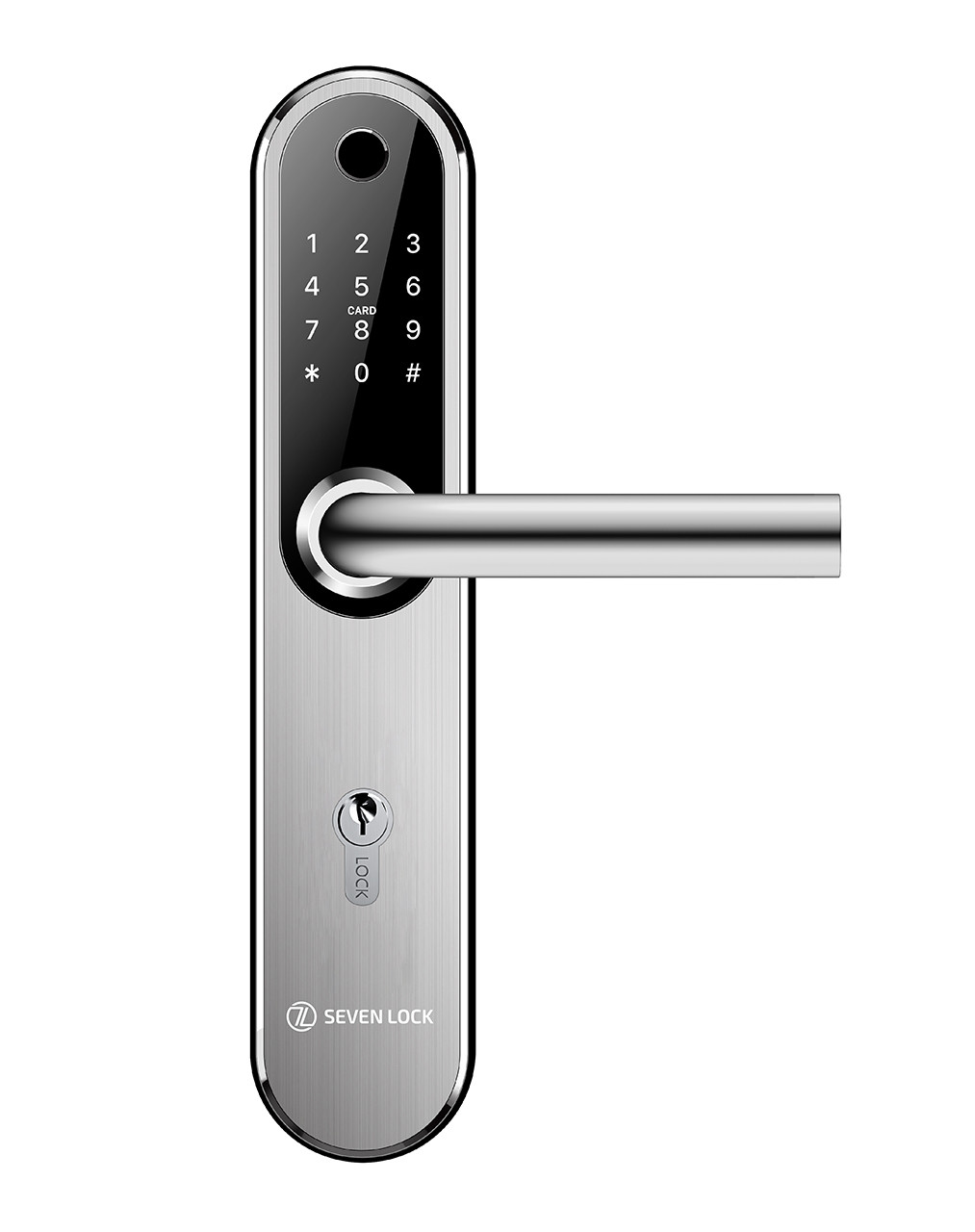 Розумний дверний біометричний замок SEVEN LOCK SL-7768BF (85мм) silver