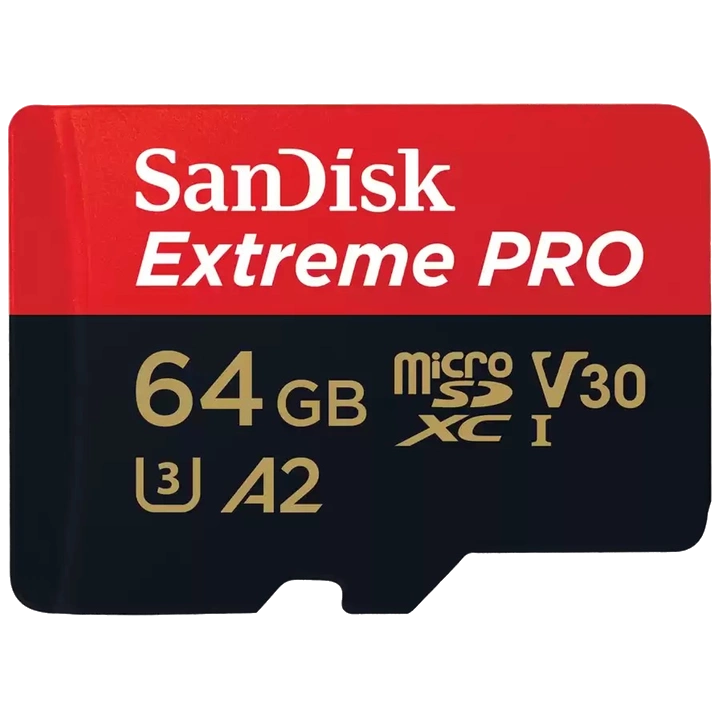 SanDisk microSD 64GB C10 UHS-I U3 Extreme Pro V30 + SD