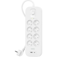 Сетевой фильтр питания Belkin 8хТипE, 16А, USB-A/USB-C 18Вт, 2м (SRB003CA2M)