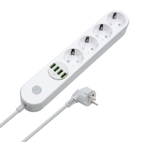 Сетевой фильтр питания ColorWay CW-CHE44W, 4 розетки/4USB White 2M (CW-CHE44W)