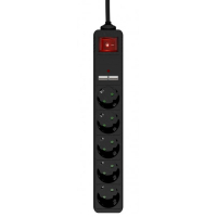 Сетевой фильтр питания EnerGenie 5 розеток 1.5 м Black (SPG5-U2-5-02)