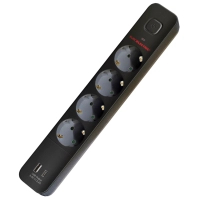 Сетевой фильтр питания EUROELECTRIC Х4 10А 2м USB, Type-C, Black (EE-104USB/C-2M Black)