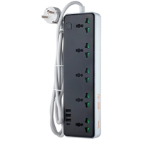 Сетевой фильтр питания HOCO AC13A 5 роз, USB, USB-C, 17W, 1,5м, Black (HOCO AC13A/B)