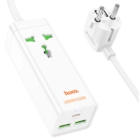 Сетевой фильтр питания HOCO AC9A 1 роз, 2 USB,USB-C, 30W, 1,5м, White (AC9AW)