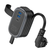 Сетевой фильтр питания HOCO NS7 1 роз, 2 USB,USB-C, 20W, 1.1м, Black (NS7B)