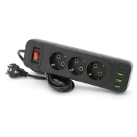 Сетевой фильтр питания Meilepai F23U, 3 роз EU, 3USB Black (F23U-Black)