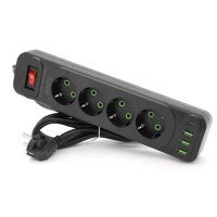 Сетевой фильтр питания Meilepai F24U, 4 роз EU, 3USB Black (F24U-Black)