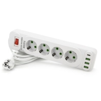 Сетевой фильтр питания Meilepai F24U, 4 роз EU, 3USB White (F24U-White)