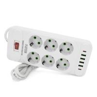 Сетевой фильтр питания Meilepai F33U, 6 роз EU, 4 USB, 2PD White (F33U-White)