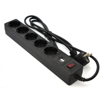 Сетевой фильтр питания Patron 1.8m (SP-52) + 2 USB 2.0, 2.1A , 5 роз. BLACK (EXT-PN-SP-52-USB)