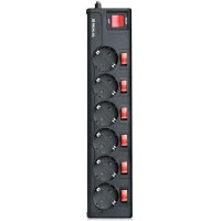 Сетевой фильтр питания REAL-EL RS-6 EXTRA 1.8m, black (EL122300001)