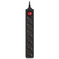 Сетевой фильтр питания REAL-EL RS-6 Protect M 1.8m, black (EL122300032)