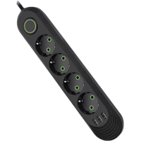 Сетевой фильтр питания Voltronic F04U, 4роз EU, 3*USB Black (F04U-Black)