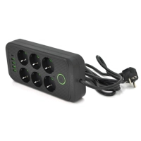 Сетевой фильтр питания Voltronic F06U, 6 роз EU, 4USB Black (F06U-Black)