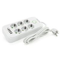 Сетевой фильтр питания Voltronic F06U, 6 роз EU, 4USB White (F06U-White)
