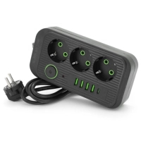 Сетевой фильтр питания Voltronic F09U, 3 роз EU, 4USB Black (F09U-Black)