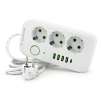 Сетевой фильтр питания Voltronic F09U, 3 роз EU, 4USB White (F09U-White)