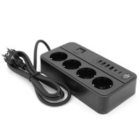 Сетевой фильтр питания Voltronic G13, 3000W, 4 роз, 4USB 3,2А, 2 Type-C, 2м Black (YT-G13)