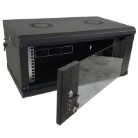 Шафа настінна Eserver 4U 19" 600х350х284 (Ш*Г*В), скло, чорна (ES-Е435B)