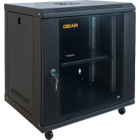 Шафа настінна GEAR 12U 19" 600x450x650 мм, + полка 19", black (GWMSN-12U-600-450)