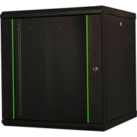 Шафа настінна Lande Proline 7U 19" 600x600, скло, чорна (LN-PR07U6060-BL-111)