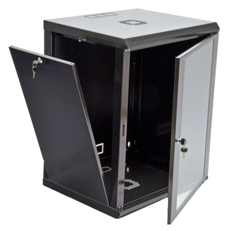 Шкаф акриловое стекло, черный 15U 600х500