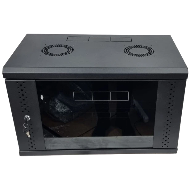 Шкаф стекло черное EServer 6U