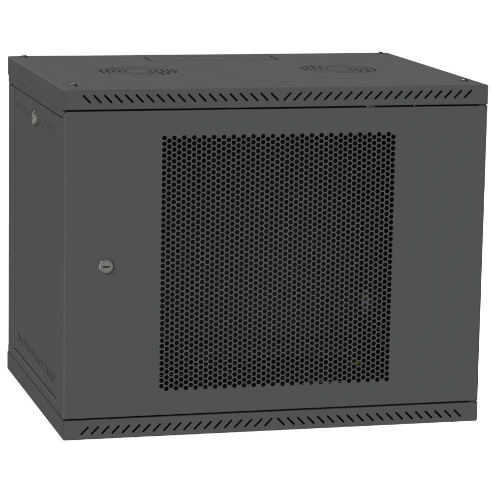 Шкаф телекоммуникационный дверь перфорация (черная) IPCOM 12U 600x600