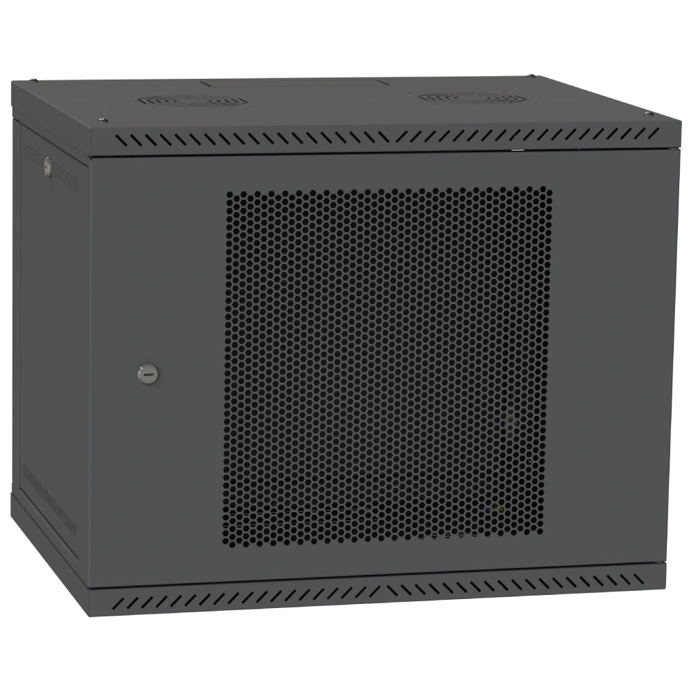 Шкаф телекоммуникационный двери перф (черный) IPCOM 12U 600x450