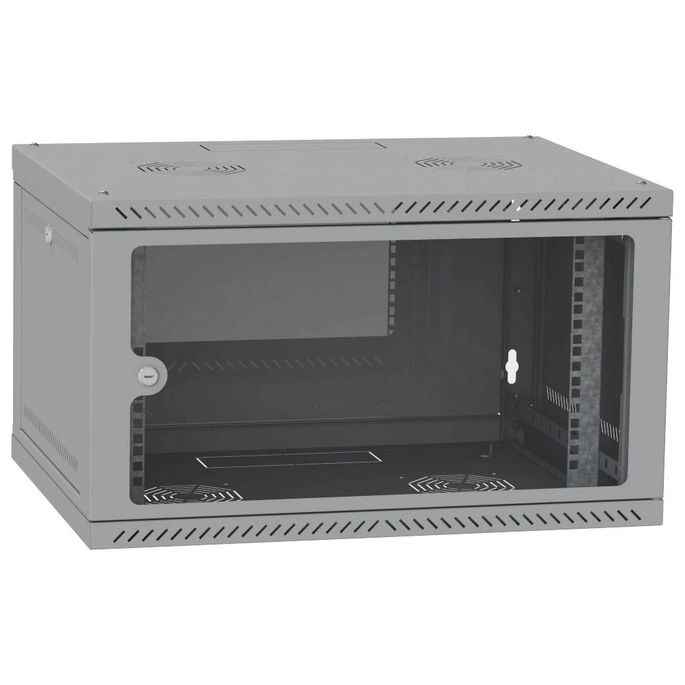 Шкаф телекоммуникационный двери стекло (серый) IPCOM 6U 600x600