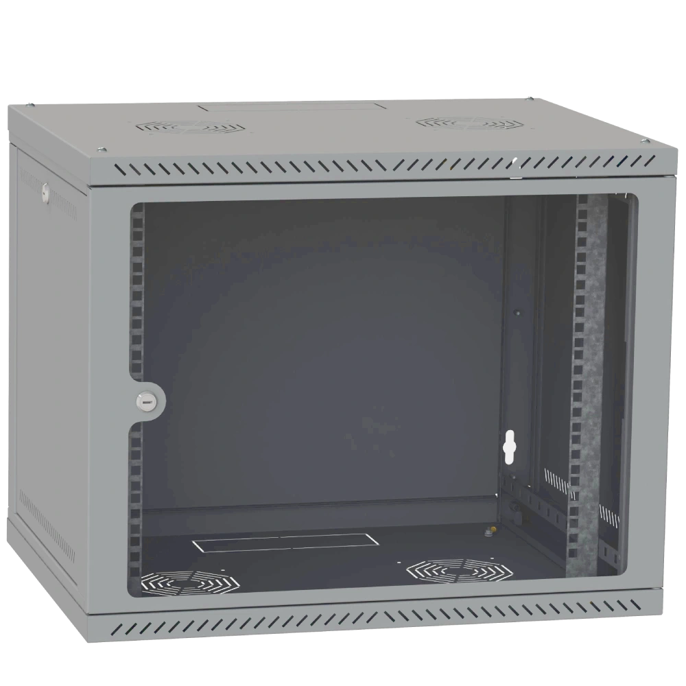 Шкаф телекоммуникационный двери стекло (серый) IPCOM 9U 600x600