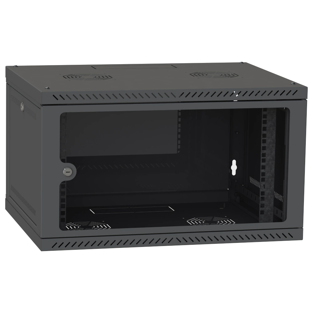 Шкаф телекоммуникационный стекло (RAL9005) IPCOM СН-4U-060х035-ДС-9005