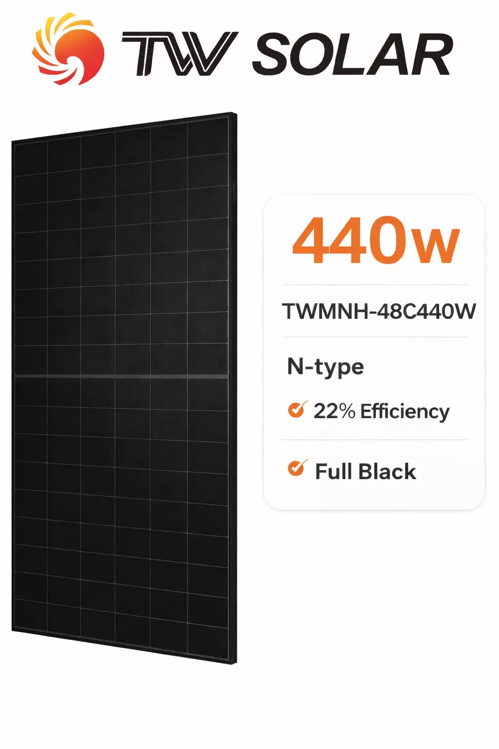 Солнечная панель Tongwei TWMNH-48HC440W (440W | bifacial | full black)