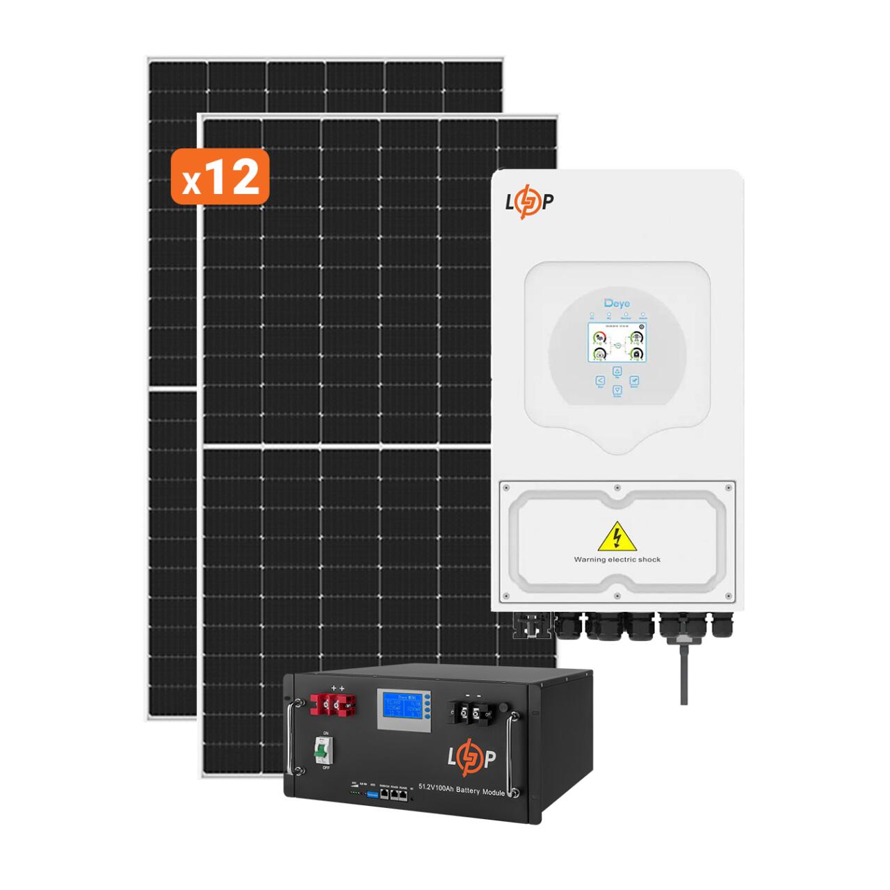 Сонячна електростанція (СЕС) Преміум Deye 6kW АКБ 6kWh LiFePO4 100 Ah