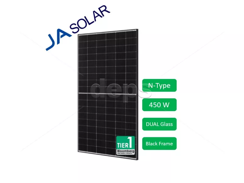 Сонячна панель JA Solar JAM54D40-450/LB (450W, bifacial, black frame)