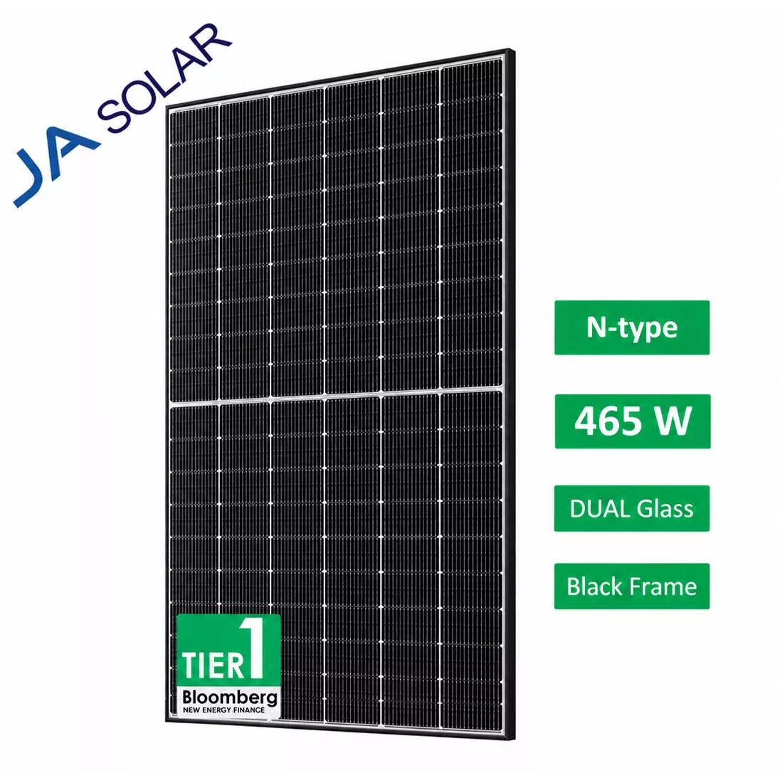 Сонячна панель JA Solar JAM54D40-465/LB (465W | bifacial | black frame)