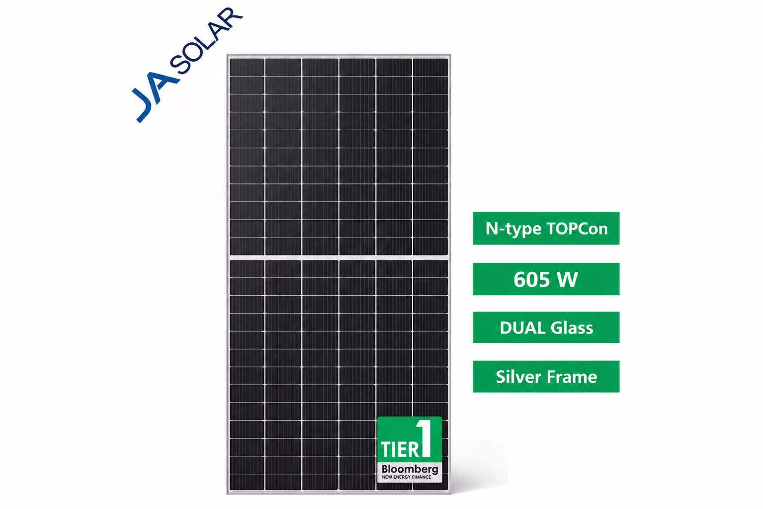 Сонячна панель JA Solar JAM72D40-605/MB (605W | Bifacial | Silver Frame) JAM72D40-605/MB [F]