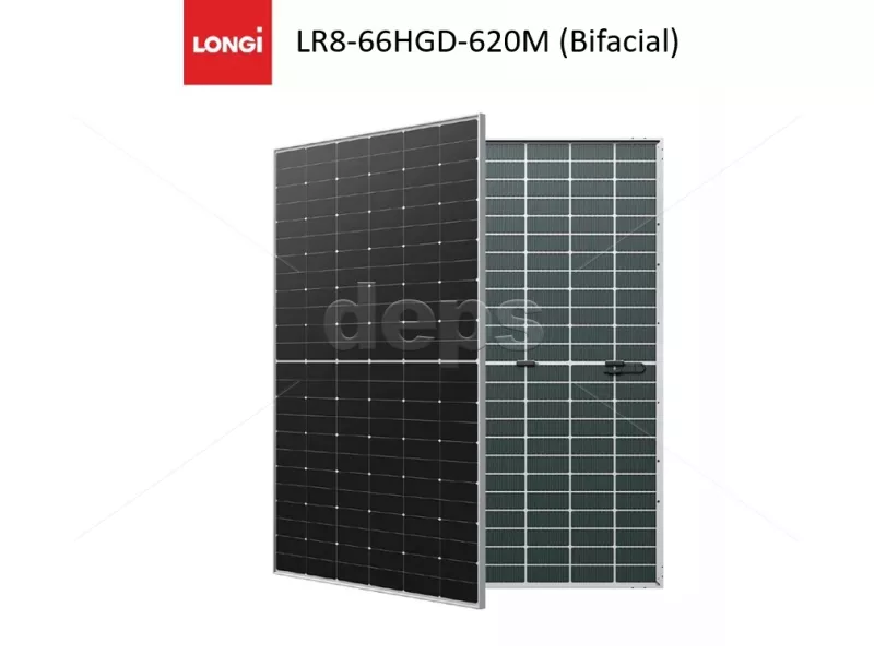 Сонячна панель Longi LR8-66HGD-615M (615W, Bifacial, HPDC, silver frame)
