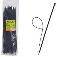 Стяжка Alloid 4.8х300мм, пластик, 100шт./уп., чорний (PC-48300B)