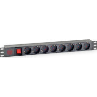 Силовой блок 19" 1U 8xSchuko, вимикач, С14 Kingda (KD-PDU-GM-1U-P8-C14)