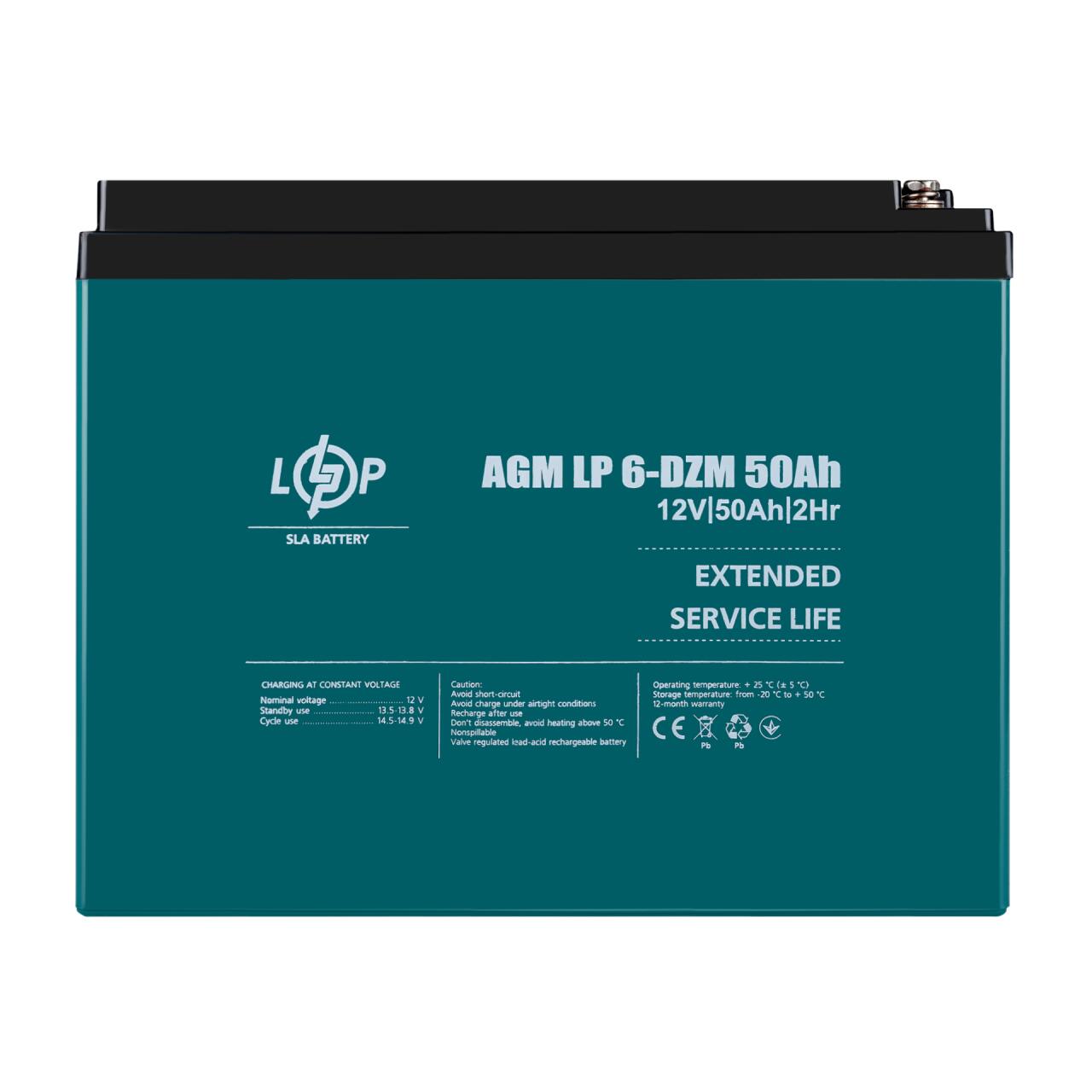 Тяговий свинцево-кислотний AGM акумулятор LP 6-DZM-50 Ah