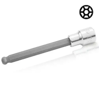 Торцевая головка Toptul шестигранник HEX 8 мм 140мм 1/2" с шаром (BCSA1608)